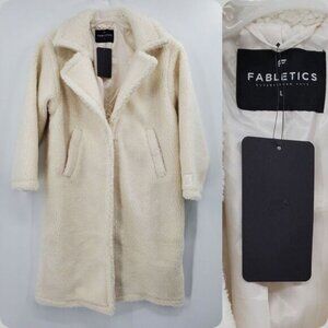 Women's Fabletics Teddy Long Coat Size Large NEW‎ Bone Oversized